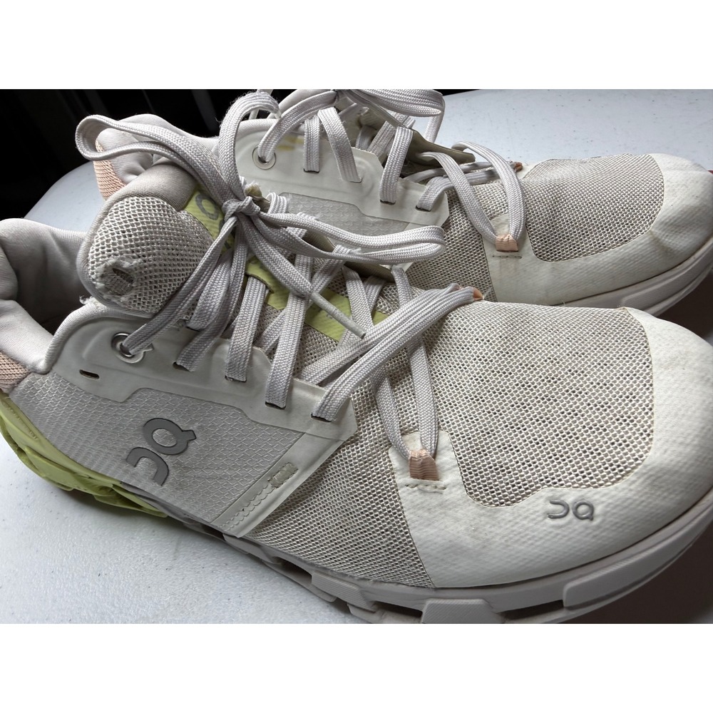 On Cloudflyer Womens Running Shoes White Lime Green‎ Peach Sneakers Low Top - Picture 2 of 16